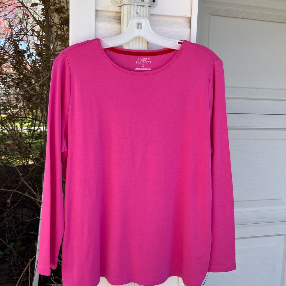 NWT Talbots Pretty Raspberry Pink Long Sleeve Top